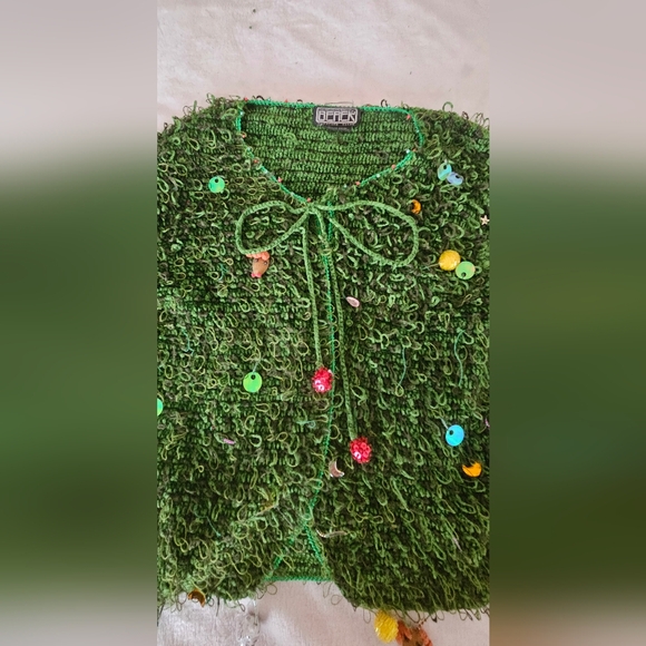 Christmas Sweater Berek Vintage Green Cardigan Size L - Picture 2 of 5